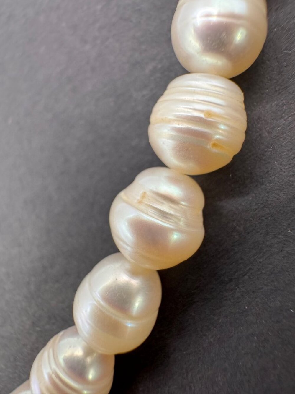 925 Sterling Silver Baroque Pearl Necklace 8MM 16.5in Cream Ivory Strand - Picture 7 of 11